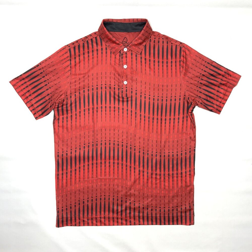 Deolax Retro Graphic Performance Golf Polo Shirt Mens Medium M Red Black
